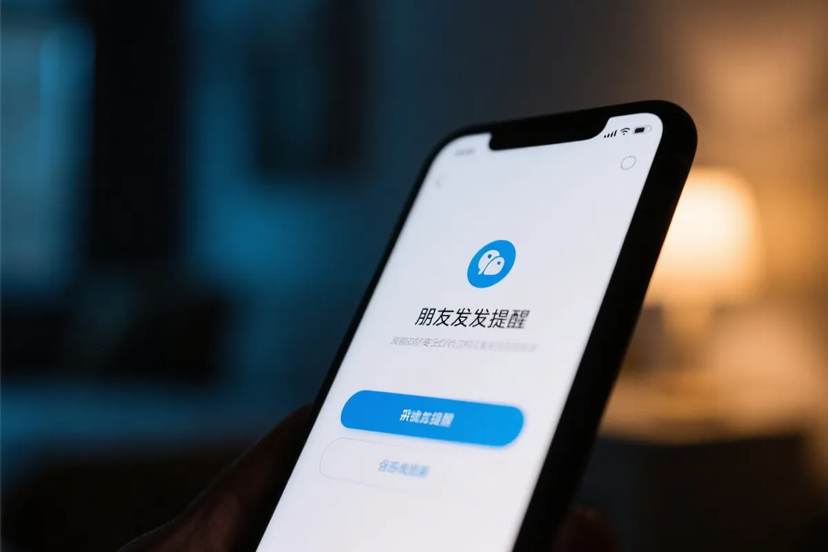 夜晚室内，手机界面显示社交平台转发提醒的特写